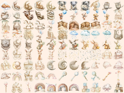 Baby Animals Watercolor Clipart Adorable Animals - Wonders Artist