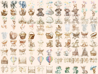 Baby Animals Watercolor Clipart Adorable Animals - Wonders Artist