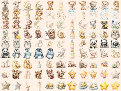 Baby Animals Watercolor Clipart Adorable Animals - Wonders Artist