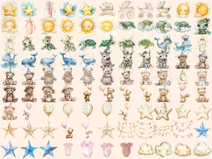 Baby Animals Watercolor Clipart Adorable Animals - Wonders Artist