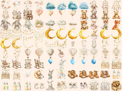 Baby Animals Watercolor Clipart Adorable Animals - Wonders Artist