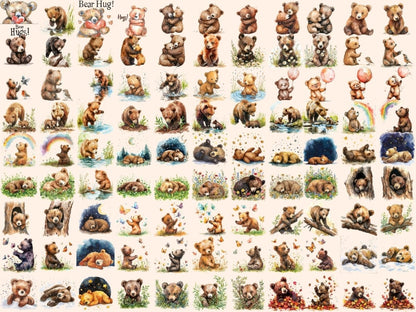 Baby Bears Watercolor Clipart baby bear clipart - Wonders Artist