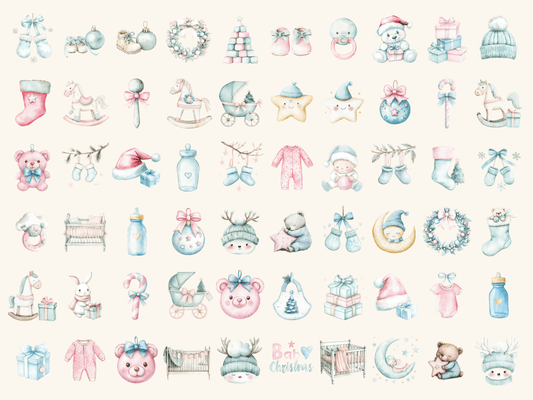 Baby Christmas Watercolor Clipart