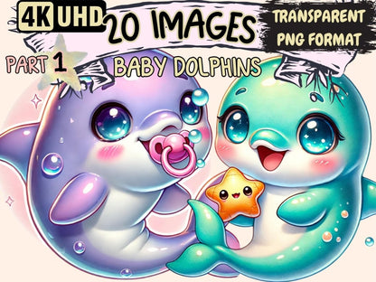 Baby Dolphins Clipart Aquatic Animal PNG - Wonders Artist