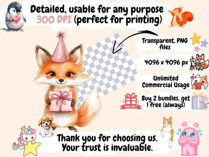 Baby Girl Animals Watercolor Clipart Adorable Animal Art - Wonders Artist