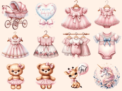 Baby Girl Shower Clipart autopost Baby design Baby download - WondersArtist