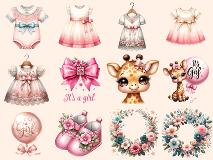 Baby Girl Shower Clipart autopost Baby design Baby download - WondersArtist