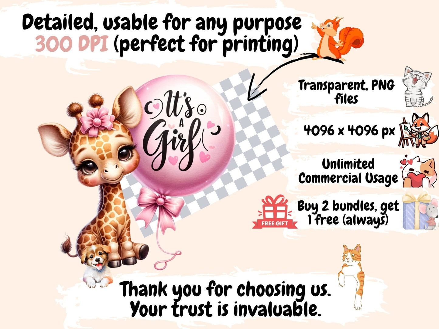 Baby Girl Shower Clipart - High - Quality Instant Digital Download for Creative Projects