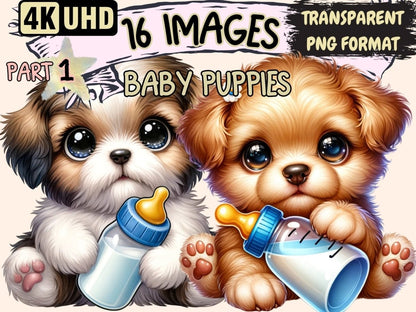 Baby Puppies Clipart - High - Quality Instant Digital Download for Creative Projects
