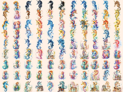 Baby Seahorses Watercolor Clipart baby animal clipart - Wonders Artist