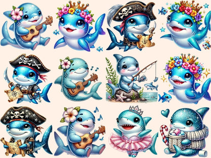 Baby Sharks Clipart adorable sharks - Wonders Artist