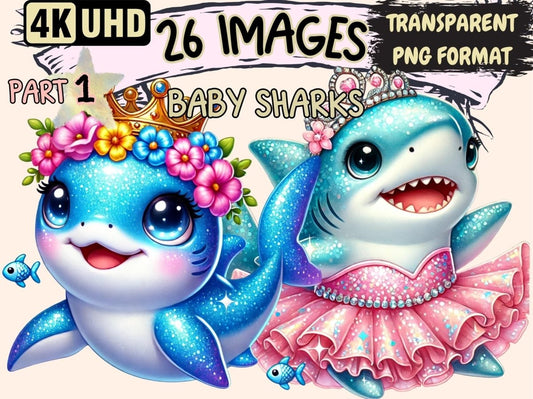 Baby Sharks Clipart adorable sharks - Wonders Artist