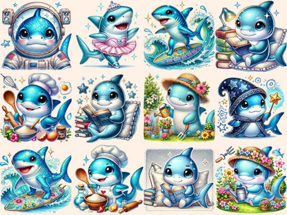Baby Sharks (P2) Clipart adorable sharks - Wonders Artist