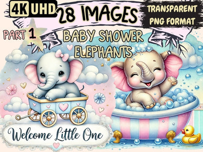 Baby Shower Elephants Clipart baby clipart - Wonders Artist