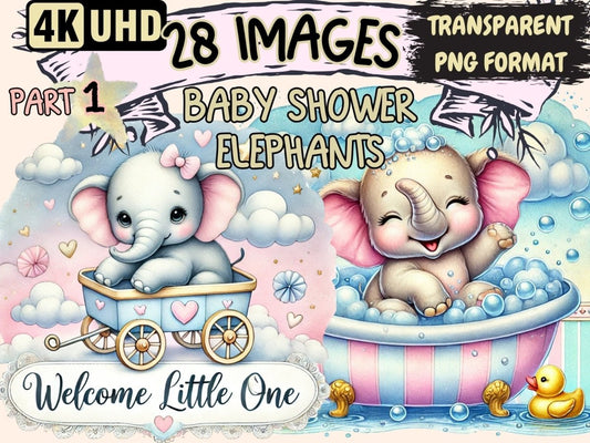 Baby Shower Elephants Clipart baby clipart - Wonders Artist