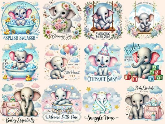 Baby shower elefanter clipart