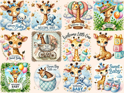 Baby Shower Giraffes Clipart baby clipart - Wonders Artist