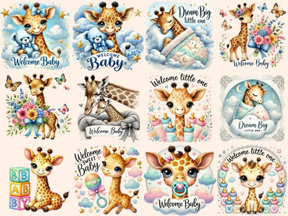 Baby Shower Giraffes Clipart baby clipart - Wonders Artist