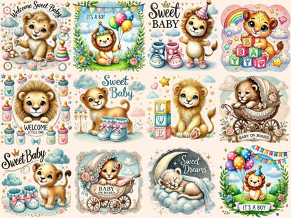 Baby Shower Lions Clipart Baby shower clip art - Wonders Artist