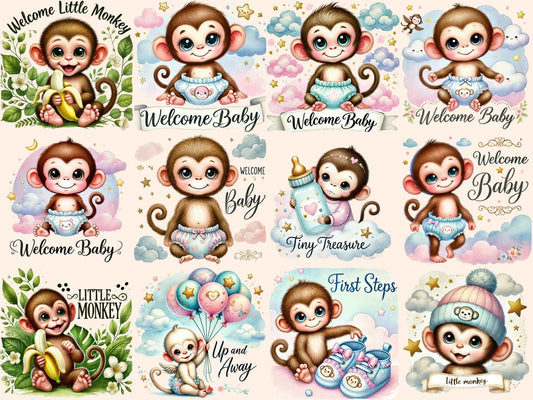 Baby Shower Monkeys Clipart