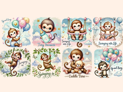 Baby Shower Monkeys Clipart baby monkey clipart - Wonders Artist