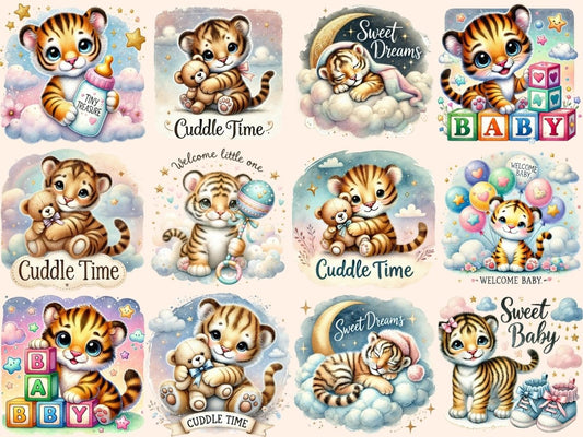 Clipart de Chá de Bebé Tigres