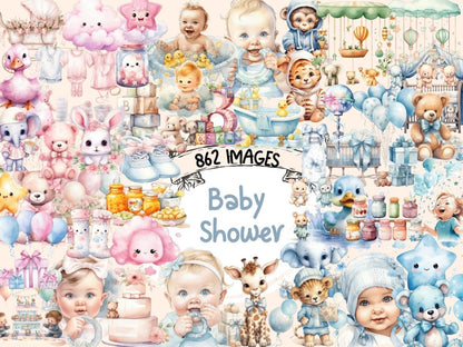 Baby Shower Watercolor Clipart baby digitals - Wonders Artist