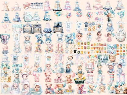 Baby Shower Watercolor Clipart baby digitals - Wonders Artist