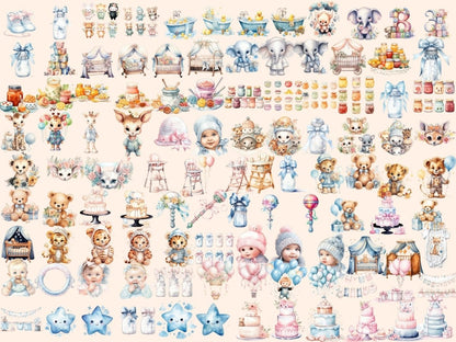 Baby Shower Watercolor Clipart baby digitals - Wonders Artist