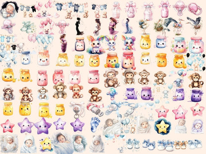 Baby Shower Watercolor Clipart baby digitals - Wonders Artist