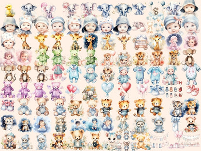 Baby Shower Watercolor Clipart baby digitals - Wonders Artist