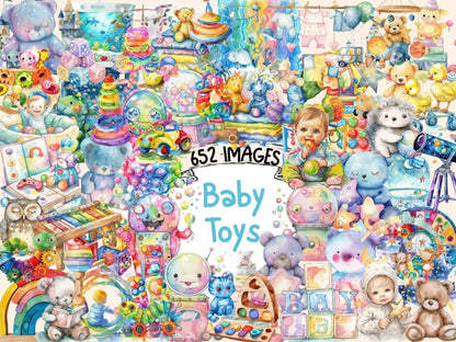 Baby Toys Watercolor Clipart baby clipart - Wonders Artist