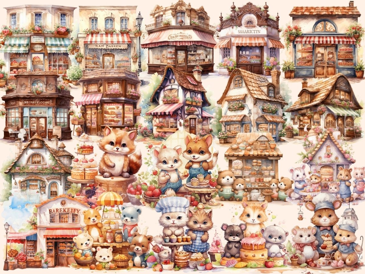 Bakeries Watercolor Clipart awning clipart - Wonders Artist