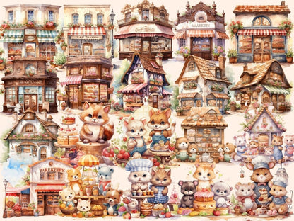 Bakeries Watercolor Clipart awning clipart - Wonders Artist