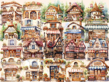 Bakeries Watercolor Clipart awning clipart - Wonders Artist