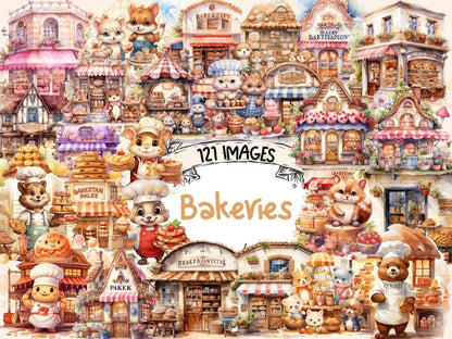 Bakeries Watercolor Clipart awning clipart - Wonders Artist