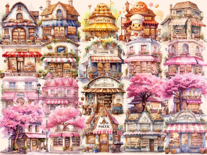 Bakeries Watercolor Clipart awning clipart - Wonders Artist