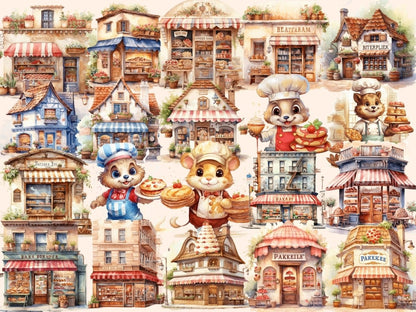 Bakeries Watercolor Clipart awning clipart - Wonders Artist