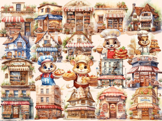 Bakeries Watercolor Clipart