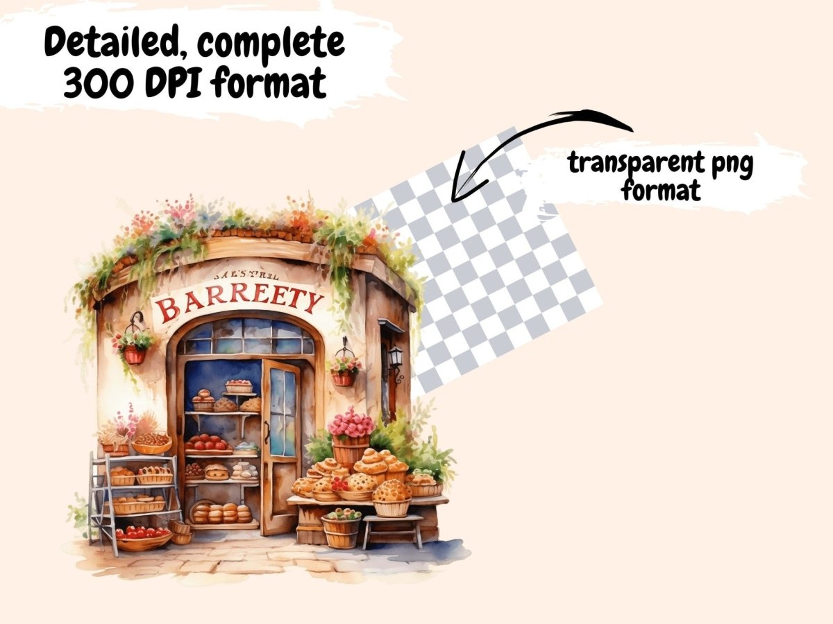 Bakeries Watercolor Clipart awning clipart - Wonders Artist