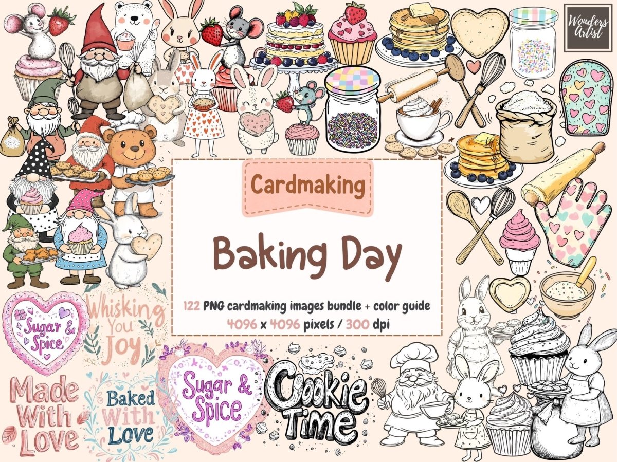 Baking Day Cardmaking Clipart baking card bundle - Wonders Artist