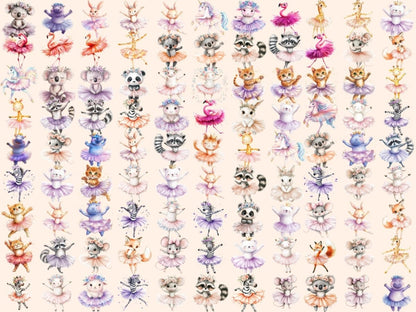 Ballerina Animals Watercolor Clipart animal ballerina png - Wonders Artist