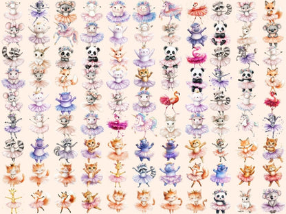 Ballerina Animals Watercolor Clipart animal ballerina png - Wonders Artist