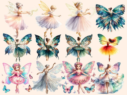 Ballerina Fairies (P2) Clipart - High - Quality Instant Digital Download for Creative Projects