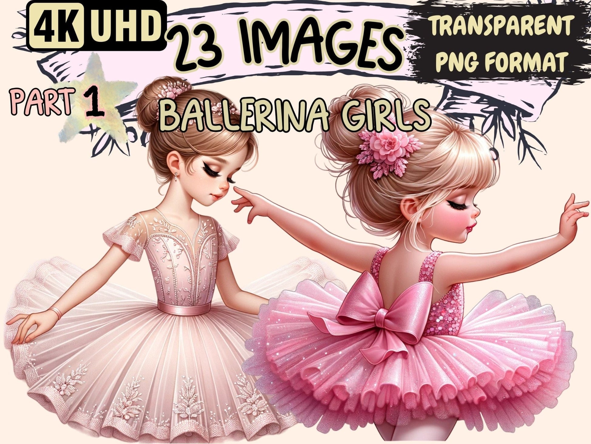 Ballerina Girls Clipart - High - Quality Instant Digital Download for Creative Projects