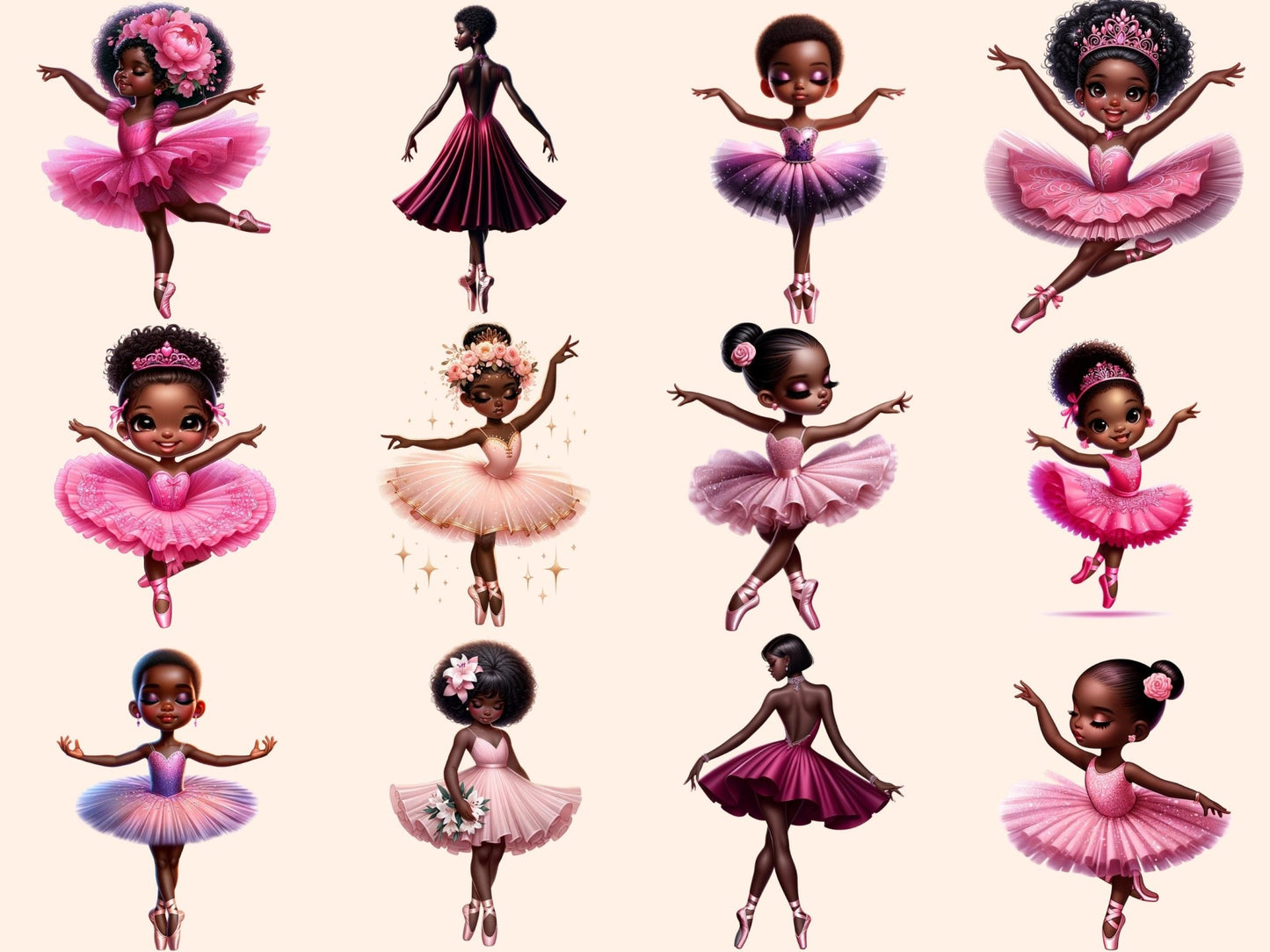 Ballerina Girls (P2) Clipart - High - Quality Instant Digital Download for Creative Projects