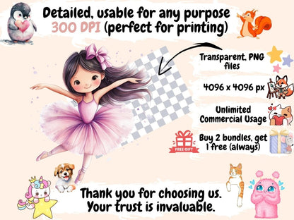 Ballerinas Watercolor Clipart - High - Quality Instant Digital Download for Creative Projects