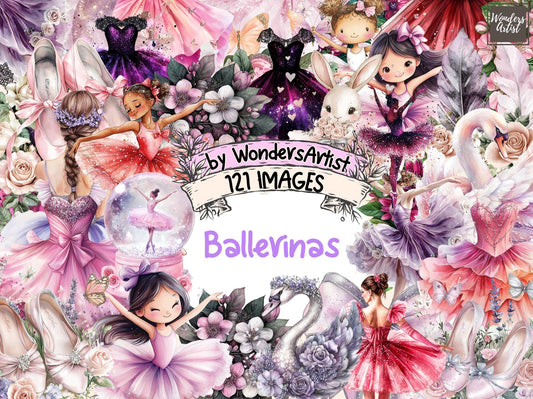 Ballerinas Watercolor Clipart - High - Quality Instant Digital Download for Creative Projects