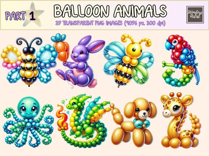 Balloon Animals Clipart animal balloons png balloon animals png balloon clipart - WondersArtist