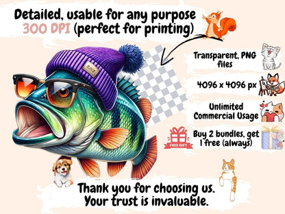 Bass Fish (P2) Clipart Bass design - Wonders Artist
